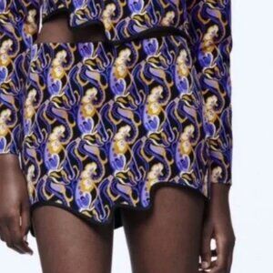 Zara Asymmetrical Patterned Mini-Skirt